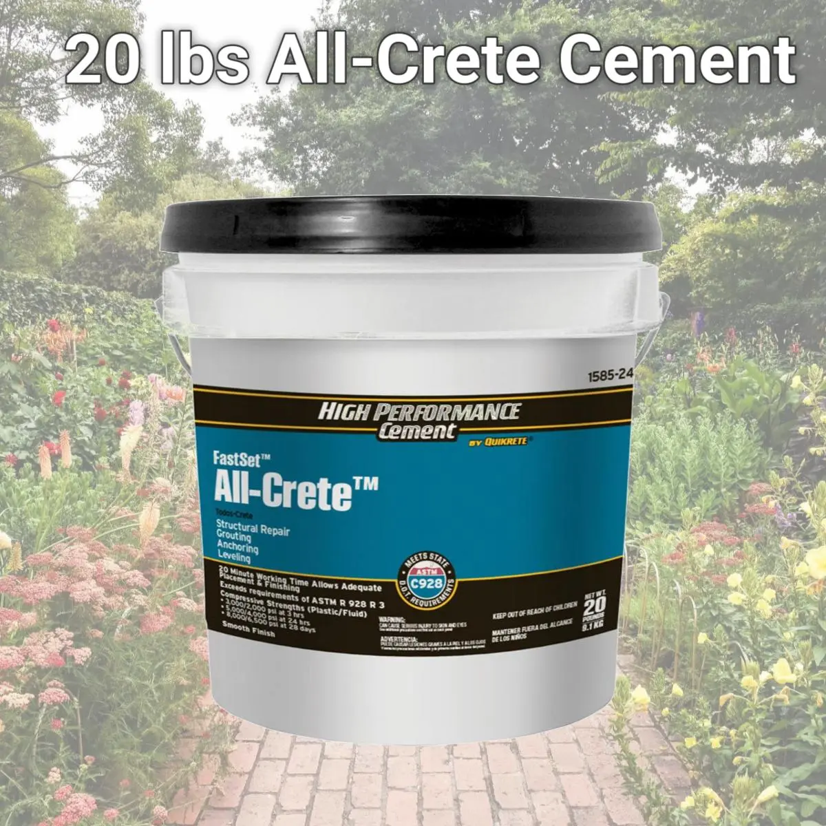 Quikrete 5006294 20 lbs All-Crete Cement, Ideal for Home Improvement, Garden Supplies Use Cases