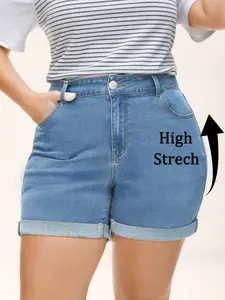 Women's Denim Shorts, Casual Street Shorts, Elastic Slim-Fit Design, Comfortable & Stylish Casual Wear, Perfect for Everyday