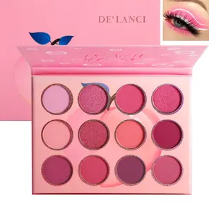 Pink Eyeshadow Palette,12 Colors Peach Matte & Shimmer Highly Pigmented Pink Mini Makeup Eyeshadow Pallet, Warm Natural Blendable Long Lasting Waterproof Small Pallets Eyeshadow for Women and Girls
