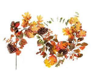 Northlight Leaves & Pinecone Harvest Garland 5'Unlit