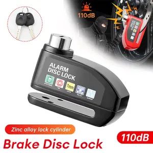 New Bicycle Motorcycle Disc Brake Lock Anti-Theft Safety Lock Waterproof High Sound Electronic Alarm Disc Lock for Motorcycle,Bicycle, Electric Bike Essential Security Equipment Wheel Lock Keys
