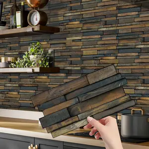 Marble-Style Wall Tiles (12pcs/24pcs/48pcs), Marble Backsplash Wallpaper, Easy Clean Kitchen & Bathroom Decor, Self-Stick Mosaic Design, 24.6cm X 12cm