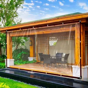 2PCS 7*10FT Heavy-Duty Clear Waterproof Tarp - Reinforced Metal Grommets, UV & Mildew Resistant PE Material for Terrace, Chicken Coop, Porch, Sunshade, Plant Camping & Rainproof Tent