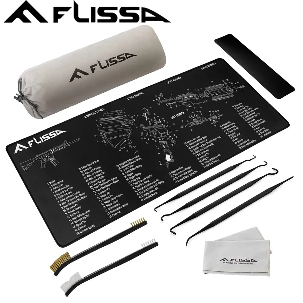 #backtoschool FLISSA Gun Cleaning Mat Set For Glock AR 12"x36" Gun Cleaning Bench Non-Slip 8PC