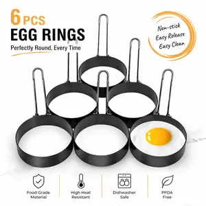 6 Pack Stainless Steel Egg Rings – Non-Stick Round Egg Cooking Rings, Frying Egg Maker Molds for Breakfast, Pancakes, Burger Patties – Dishwasher Safe tiktokshopspringglowup