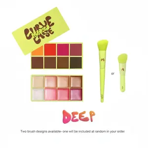 Contouring & Blush Set,  2 Counts/set Including 1 Count Comet Case Cream Makeup Palettes & 1 Count  Curve Case Pressed Powder Palette & Brush,  for Beauty & Personal Care, Brand, Powder Form, Flawless Makeup Kit