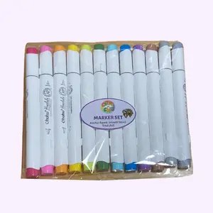 Ohuhu Honolulu Alcohol Markers 12-Pack Dual Tip Brush & Chisel Artist Palettes for Smooth Vibrant Blending Shading and Gradients