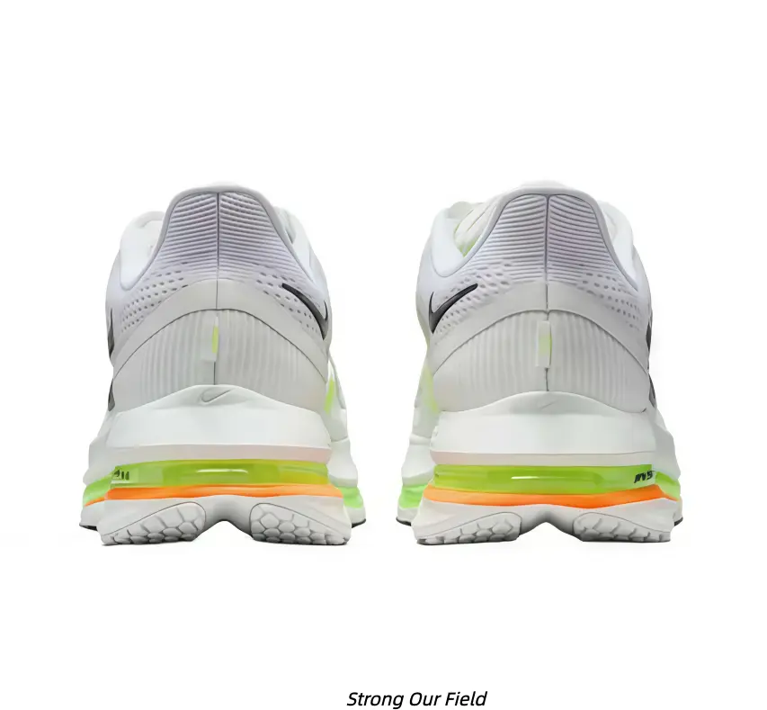 Pure White Mesh Running Sneakers Black Side Logo Fluorescent Green Orange Gradient Cushion Layer Thick Soft Cushion Midsole Lightweight Breathable Fitness Shoes Unisex