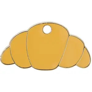 Croissant Tag - Cool Pet ID Tag with Free Engraving, 30mm x 30mm, Zinc Alloy Finish, Steel Ring Included, Stylish and Durable for Pet Owners.