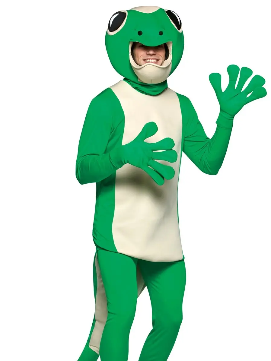 Rasta Imposta Gecko Costume - Green Mascot Costume with Beige Shirt & Green Pants, Suitable for Men