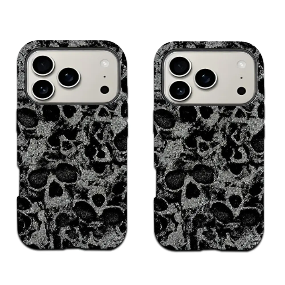 Gothic style skull phone case Cover for iphone 17 phone case 16 pro max 15 Plus 14 13 12 11 Cute, clear, military-grade, high-end, durable, shockproof, and drop-resistant 2-in-1 glossy phone case