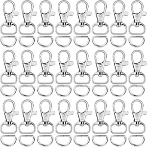 120 Pcs Keychain Clip Hooks with D Ring Include 60Pcs Swivel Snap Hooks Lanyard Clip and 60Pcs D Ring for Purse Hardware Sewing Projects (1/2” Inside Width)