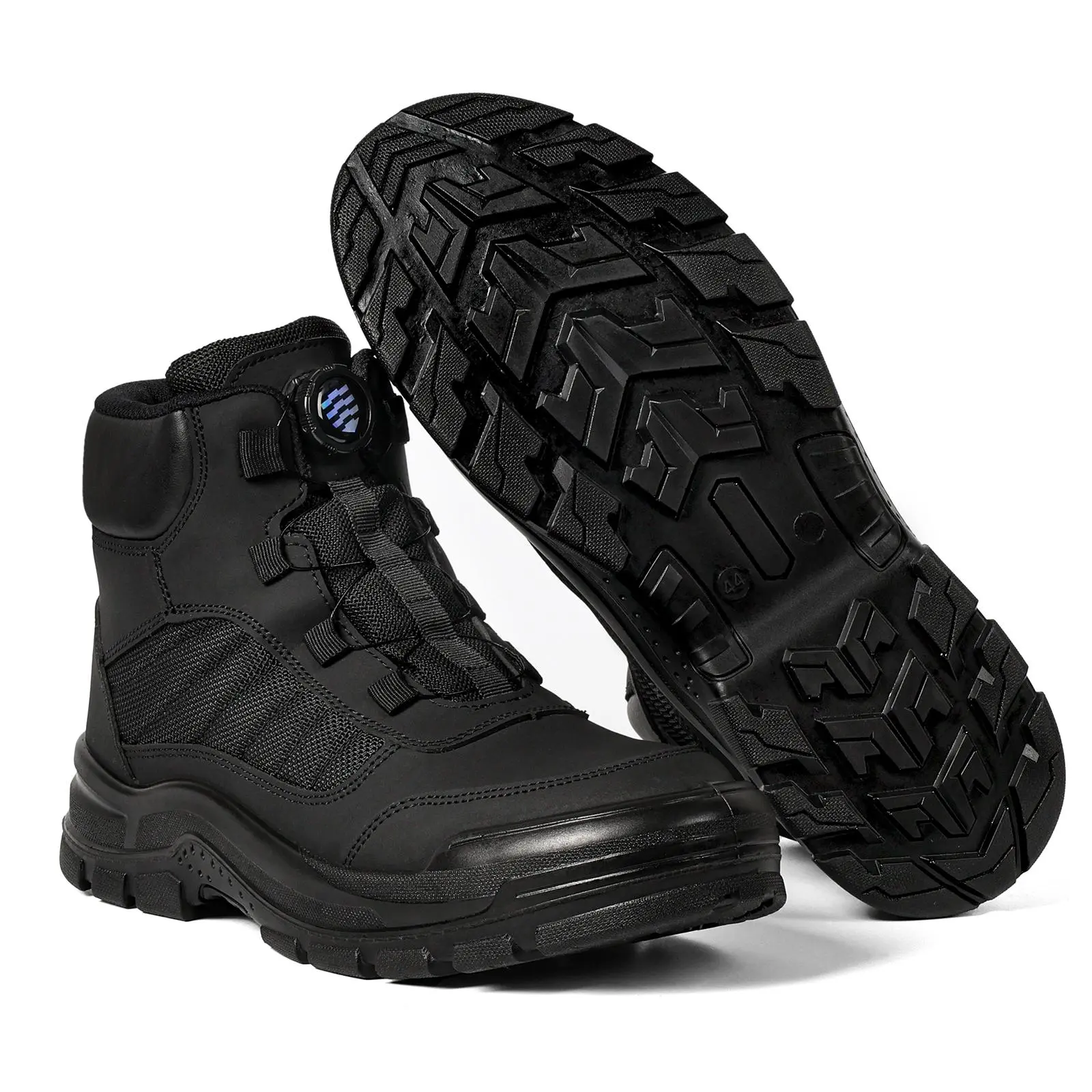 Steel Toe Boots for Men Women- Work shoes Stylish & Comfortable Safety Boots with Rotating Buckle Anti-Puncture Slip-Resistant Design Industrial Construction Puncture Proof Indestructible High Top Tactical Work Boots Summer Vibes