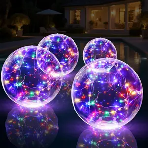 14 Inch Colorful Solar Floating Pool Light Balls, Floating Glow Globe IP68 Waterproof Inflatable Solar Light Up Balls for Swimming Pool Pond Outdoor Decor 4PCS