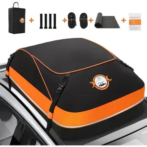 Rooftop Cargo Carrier, 15 Cubic  Soft-Shell  Roof Cargo Carrier for Top of  with/Without Roof Rack,  Top Carrier with Anti-Slip Mat, Safety Hooks & Storage Bag