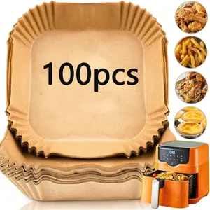 100 Pcs Non-Stick Rectangular Air Fryer Liners, Disposable Baking Paper Sheets for Air Frying, Essential Kitchen Accessories, Kitchenware for Fall & Cooking Tools