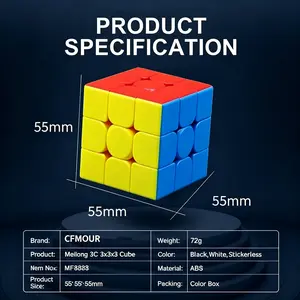 2Pcs Moyu Meilong 3C 3x3 Speed Cube, Stickerless Magic Cube with Smooth Rotation, Brain Puzzle Toy Gift for Kids
