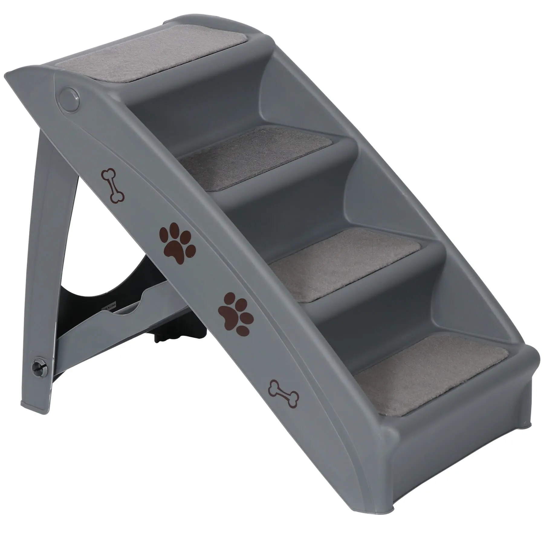 Segawe 4-Step Pet Stairs Ladder for Dogs and Cats - Washable, Foldable Home Pet Stairs, Dark Grey