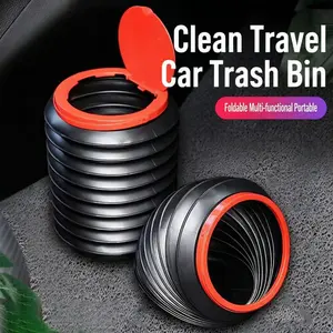 Multi-Functional Collapsible Car Trash Can With Lid, Leakproof Waterproof Portable Auto Garbage Bin, Foldable Car Storage Container For Vehicle Interior, Travel & Outdoor Use