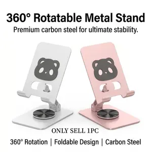 Universal 360° Rotating Smartphone and Tablet Stand - Adjustable Angle Desktop Stand for Video Calls, Compatible with Most Smartphones/Tablets