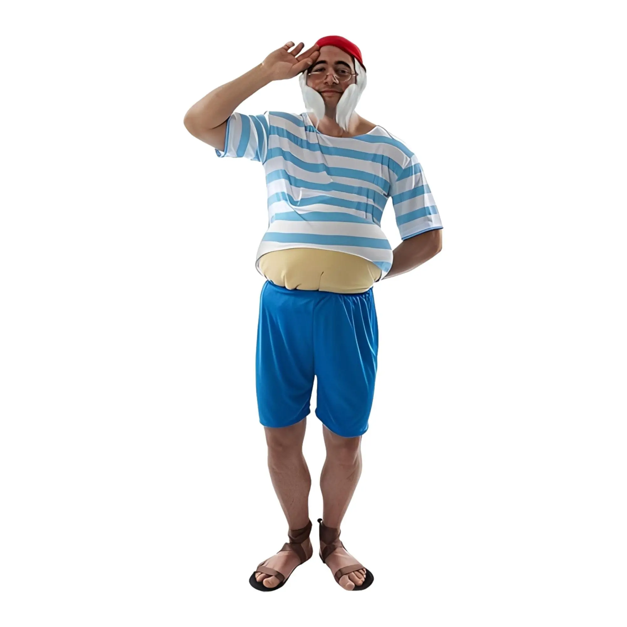 Mens Tubby Pirate Adult Full-Set Costume - Classic Striped Clothes, 1-Size Shorts, Special Occasion Costume Ideas for Men