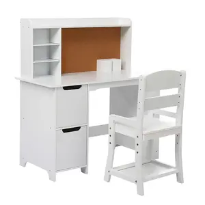 GARVEE EGFheal Desk01 Desk Set, White, Includes Desk, Chair, and Storage Drawers