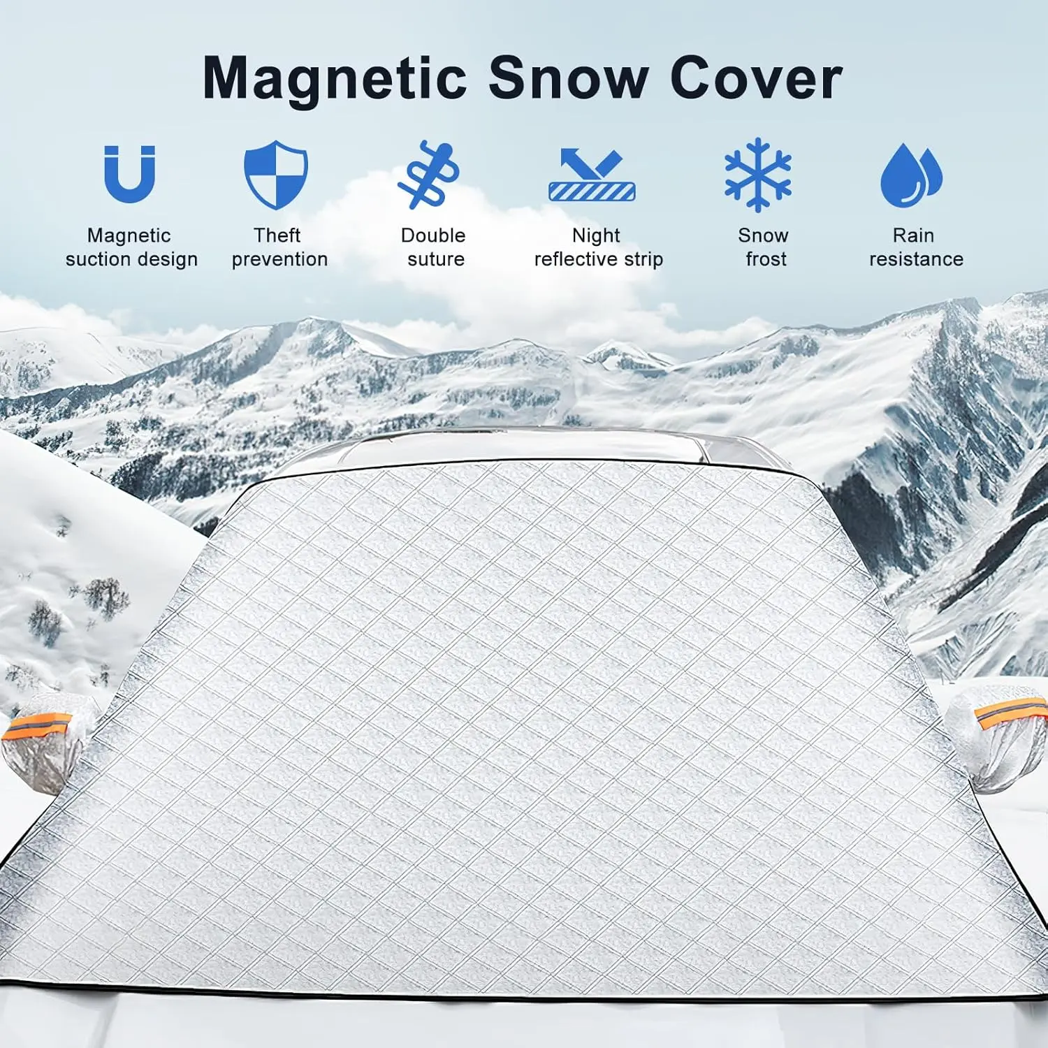 Oxford Car Front Windshield Cover - All-Seasons Non-Woven Exterior Accessory, Frost Guard, Snow/Ice/Dust Protector, Windshield Sun Shade, Durable Easy-Use Window Shield