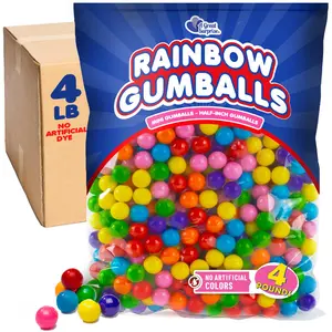 Bulk Mini Gumballs (1/2Inch)  4 lb Bag  Naturally Colored Gum  No Artificial Dyes  Rainbow Gumballs for Vending Machines, Pinatas, Candy Buffets, Party Favors, Schools, Offices & Bulk Candy Displays