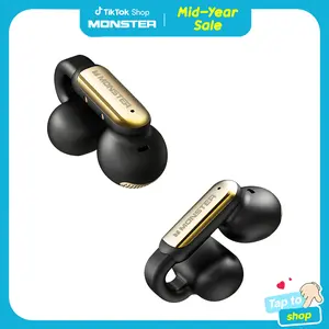Monster Clip-On Open-Ear Wireless Earbuds, Bluetooth 6.0 Headphones with ENC Noise Cancelling Mic, Ultra-Light Secure Fit, Small-Ear Friendly, Stable Comfort for Sports, Running & Workouts, Hi-Fi Stereo Sound, 165H Playtime - SummerWins - DealsForYouDays