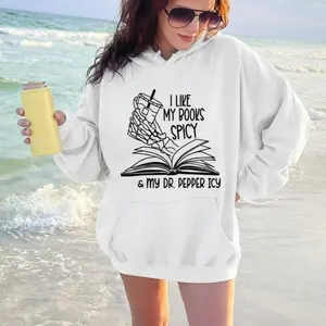 I Like My Books Spicy Hoodie, Icy Soda Reading Graphic, Booktok Romance Cozy Hoodie