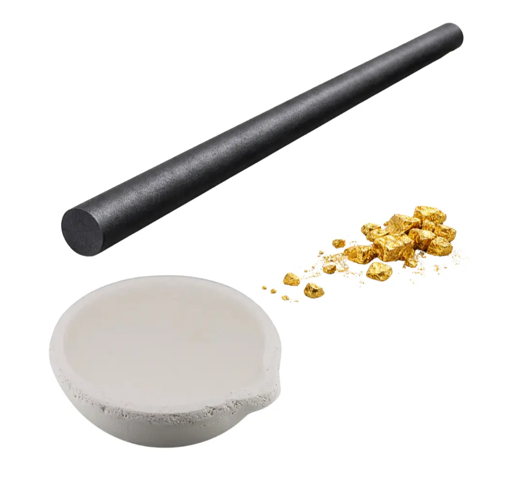 Gold Melting Kit Small Ceramic Crucible + 1/2" Graphite Stirring Rod Refining
