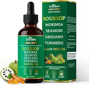 Soursop Bitters Liquid Drops 10-in-1 with Sea Moss, Turmeric, Moringa, Black Seed Oil, Oregano, Ashwagandha & Herbal Extracts - Supports Overall Wellness, Vegan, 60mL/2 Fl Oz