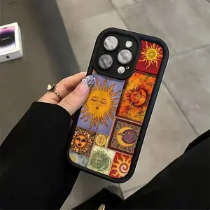 Sun & Moon Pattern Shockproof Ultra-Thin Smartphone Case Casing, Full Protection Soft Cover for iPhone 17/16/15/14/13/12/11/XS/XR/x/mini/plus/pro Max