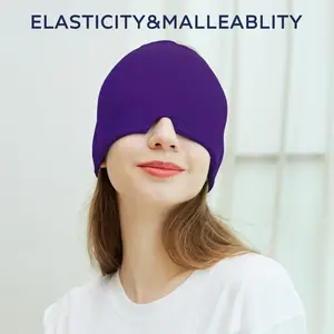 Migraine Headache Relief Cap, Gel Ice Wrap for Tension Easing, Puffiness and Stress Alleviation, Ideal for Before Sleep and Home Breaks,summervibes Black Detachable Eye Mask Blackout Eye Mask