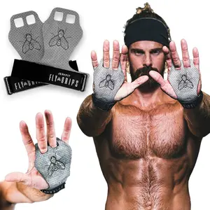 JerkFit FLY Grips - 2 Finger 100% Vegan Gymnastics Grips (Pair) - Prevent Rips and Blisters  - Reduce Hand Fatigue - Pull Up Grips for Cross Training Hand & Palm Protection for Athletes - Lightweight & Incredibly Grippy - Soft  Material - Size S-XL