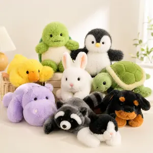 PEACHCAT  Plush Toy Set – Raccoon,Rottweiler,Bunny, Hippo,Penguin,Turtle,Cat&Duck Plush Toys for Parent-Child Interaction, Couples & Friends Prank Toy, Valentine’s Day & Easter Party Fun Gift for Kids & Adults stuffed animals cute girly gifts