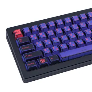 130 Keys Black Purple Manga Key CapsPurple Japanese PBT Custom Keycaps, Cherry Profile Dye Sublimation Keyboard Keycap Set for Cherry MX Gateron Kailh Switches Mechanical Keyboard