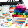 Inscraft Complete Crochet Supplies Kit for Beginners - 113-Piece DIY Kit with 40 Bright Colors, 1600yd Bright & Lustrous Yarn for Crochet, 73pcs Accessories (Ergonomic Hooks, Knitting Needles, Punch Needle) for Crafts Makers