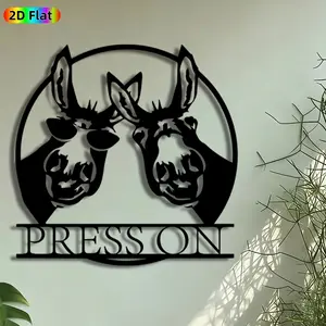 1pc Donkey Duo Metal Wall Art, Press On Donkey Statue Mural, Intricate Craftsmanship, Artistic Metalwork, Perfect for Housewarming, Anniversary Decor, Perfect for Living Room Farmhouse Patio Wall Decor, Ideal Gift for Animal Lover Enthusiasts.
