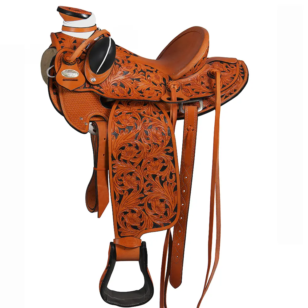 HILASON Western Horse Wade Saddle American Leather Ranch Roping Oiled | Hand Tooled & For Horses
