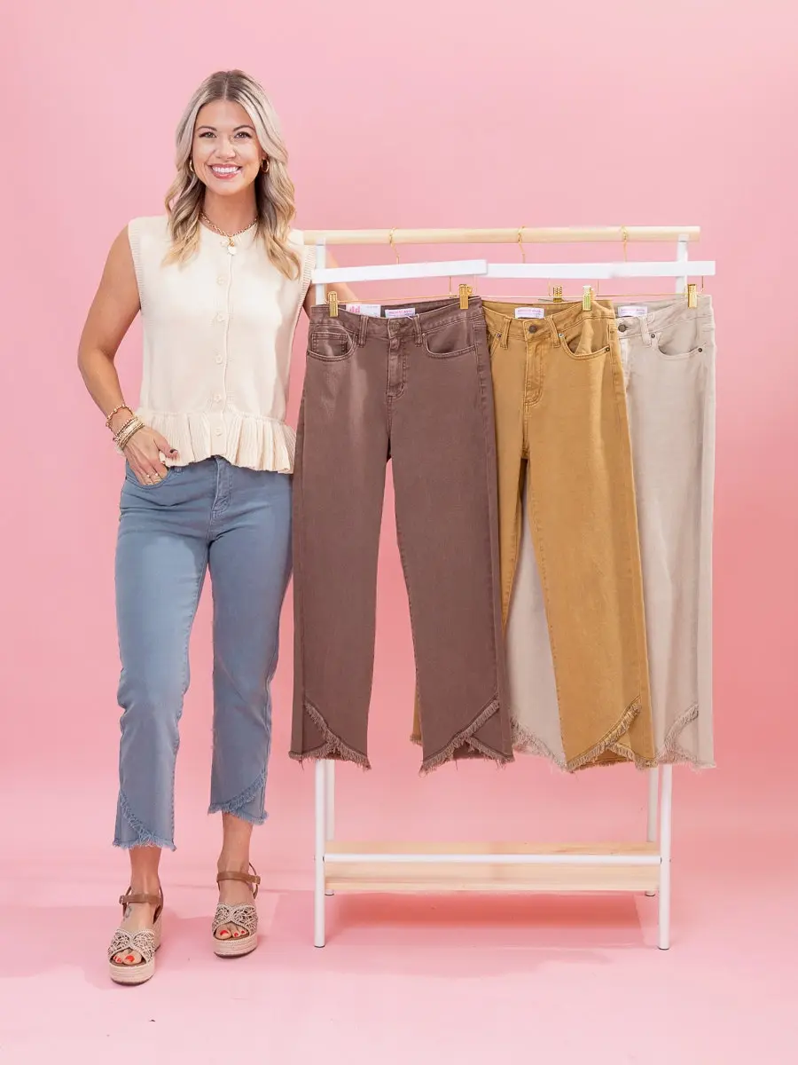 Diva Denim Cropped Straight Leg Tulip Hem Jeans | 1-20