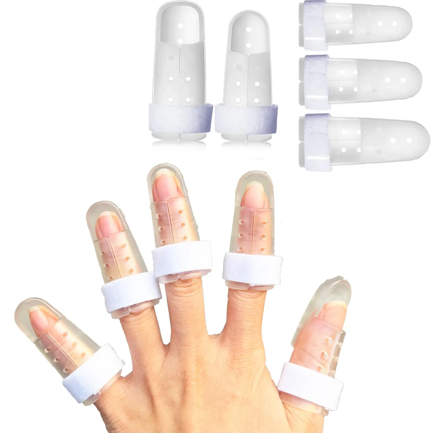Transparent Plastic Finger Splint Support 5 Pieces Finger Brace For Fingers Finger Brace Finger Stabilizer For Broken Fingers Straightening Arthritis Knuckle Immobilization Healthcare Tool
