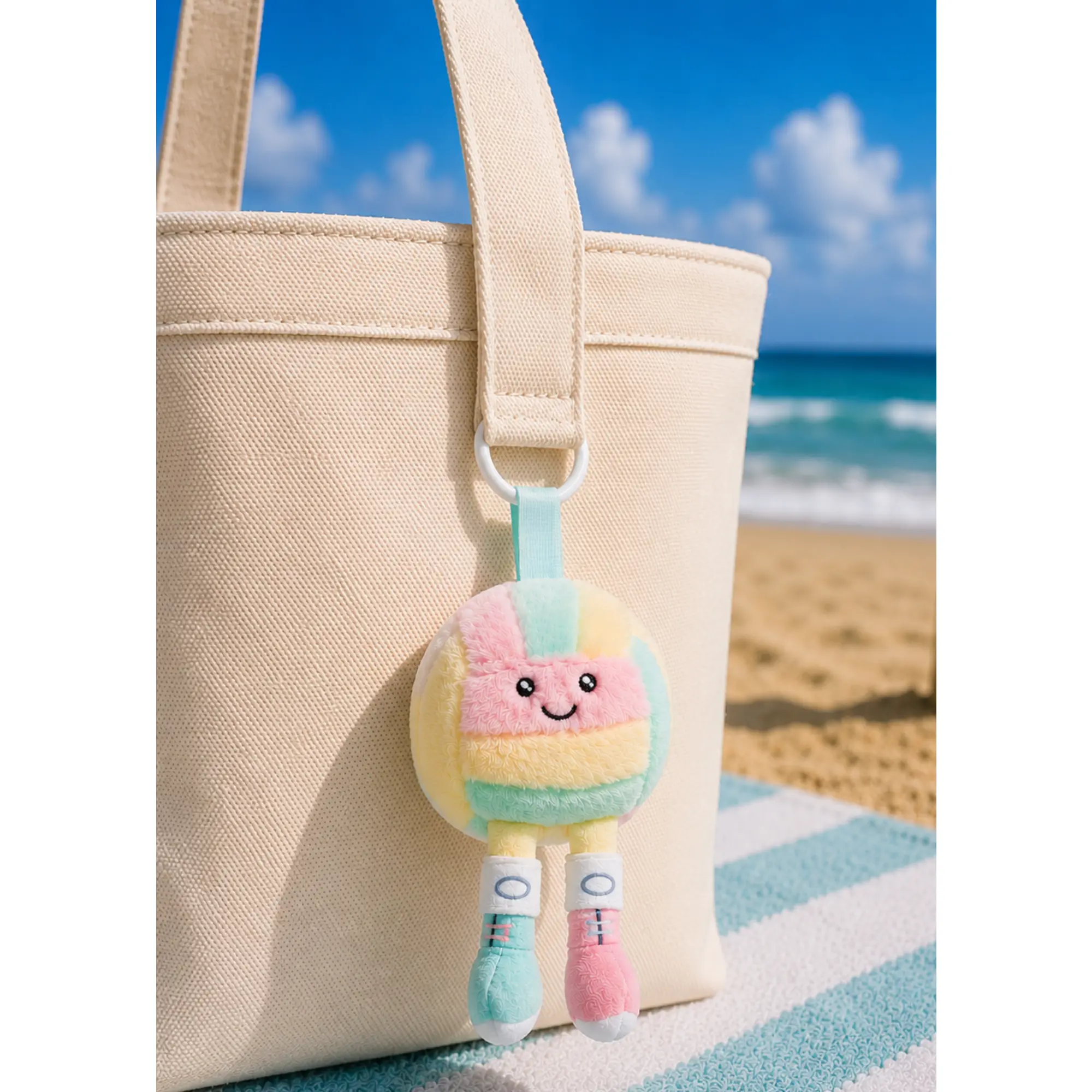 Colorful Plush Volleyball Keychain