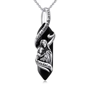 925 Sterling Silver Virgin Mary Jesus Pendant Necklace Catholic Necklace Religious Gifts for Women TikTokShopBlackFriday