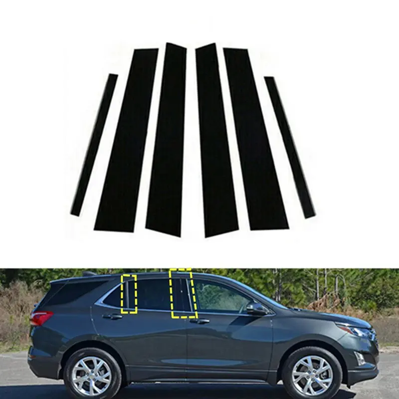 For Chevrolet Equinox 2018-2023, 6pcs Black Pillar Posts Window Door Side Trim Decal Cover Stickers, Sticker Decals, Vehicle Decoration, Car Accessory, Automotive