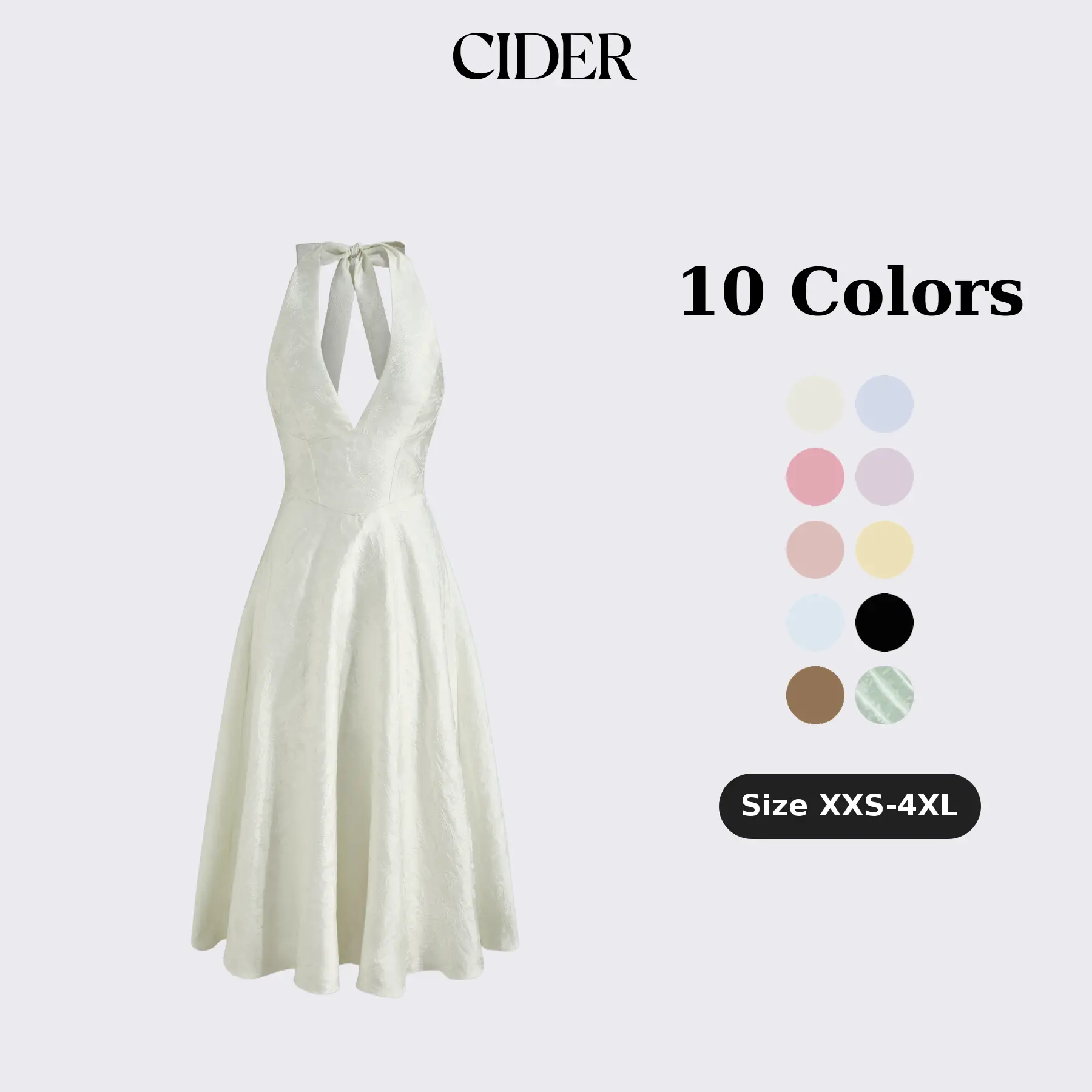 Cider Women's Sweet Floral Polyester Jacquard Maxi Dress for Women, Casual Sleeveless Halter Neck Lace-Up Holiday Dress