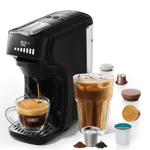 HiBREW H1B 6-in-1 Pods Coffee Maker, 20 Bar Espresso Machine for Pods, Compatible with Kcup*/Nes*/DG*/Espresso Powder, Makes iced coffee (Black) removable water tank keurig  machine