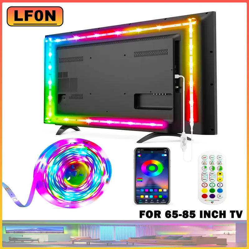 RGBIC Led Lights for TV Led Backlight, 16.4ft TV Led Light Strip for 65-85 inch tv lights That change with Music Backlights, RGBIC Led TV Light with Remote, Music Sync  APP Control USB Powered