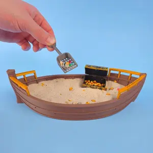 Mini Pirate Ship Zen Garden: Desktop Sandbox with Accessories, Desk Decor