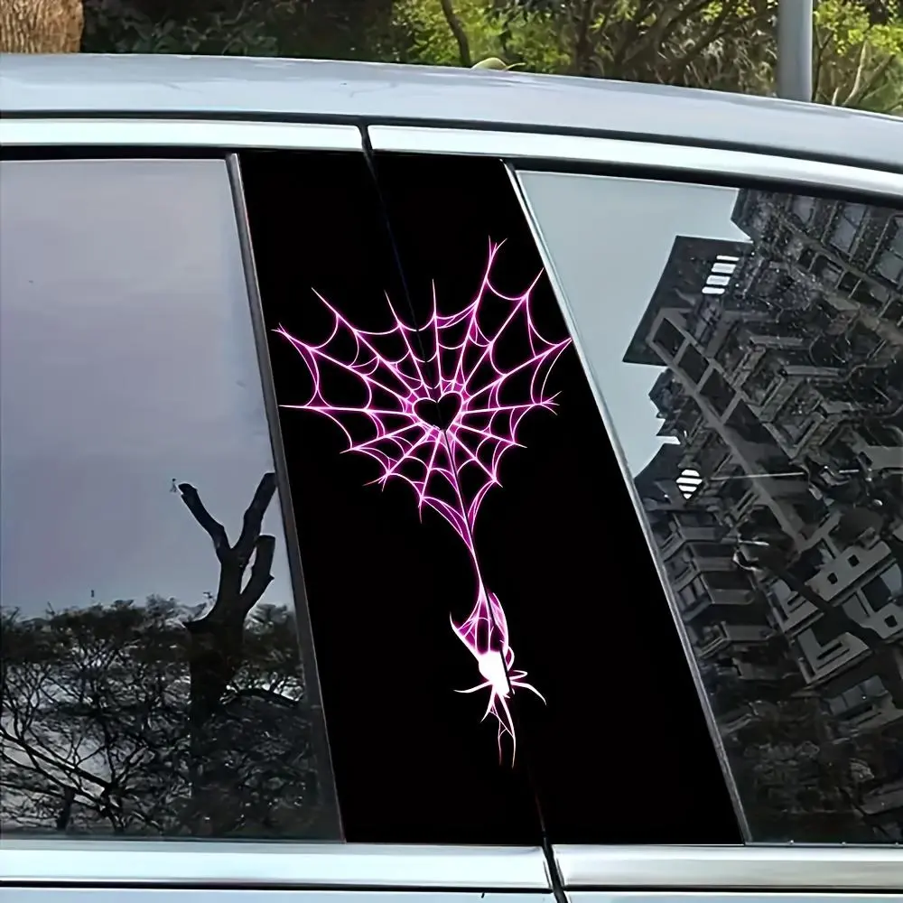 Spider Web Pattern Car Sticker, Car B-pillar Sticker, Durable Self Adhesive Car Decal, Car Exterior Decoration Accessories for Car, Truck, SUV, Side Decals, Car Decoration, Automotive Decoration, Decal For Cars